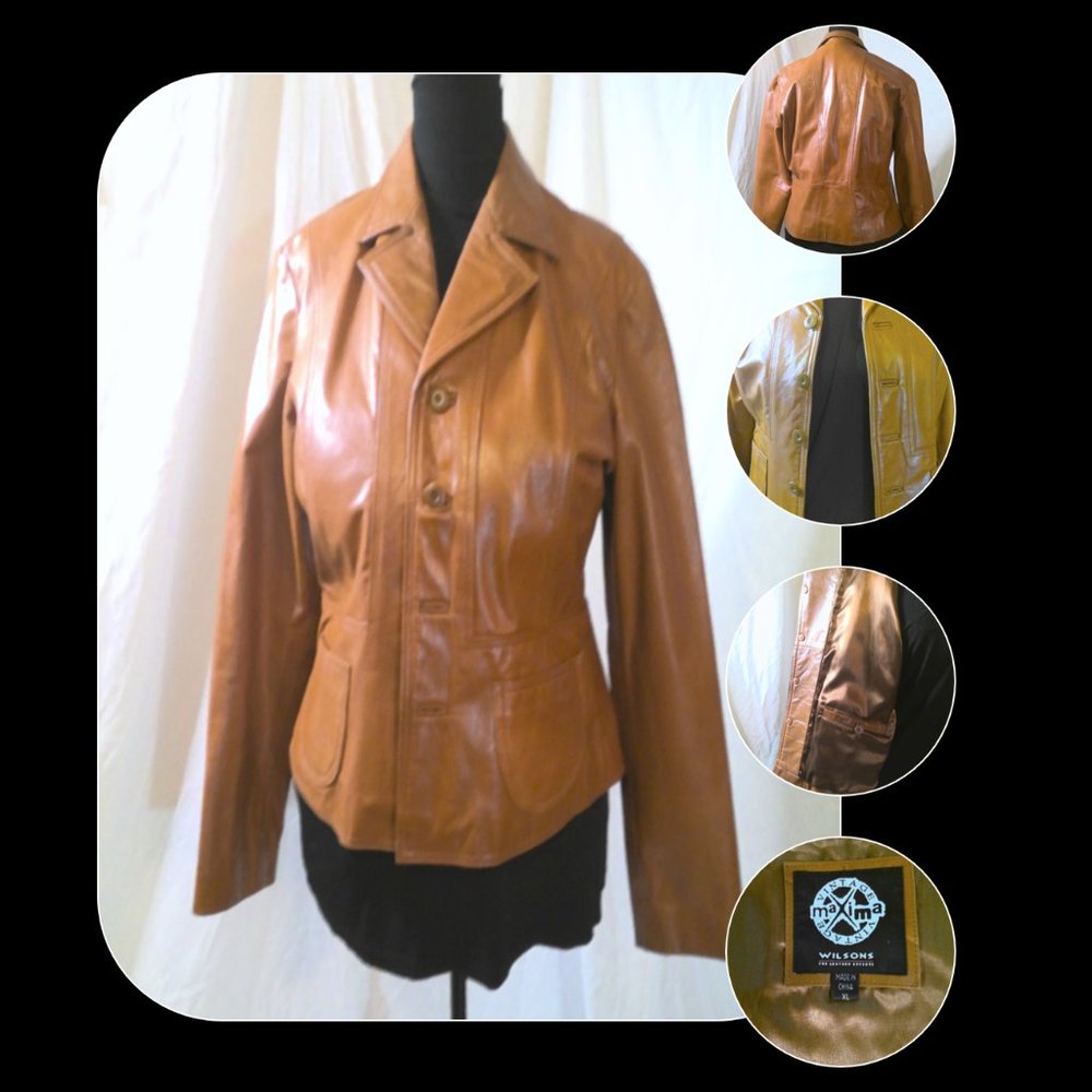 Marigold Leather Jacket Vintage Maxima Wilsons XL